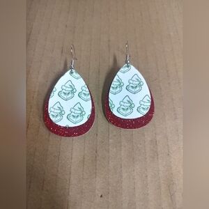 Red and White G Rinch Teardrop Earrings